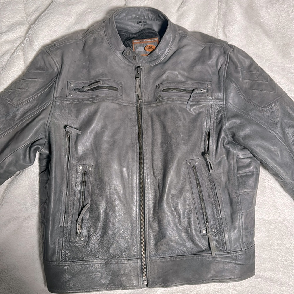 First Manufacturing 5x leather riding jacket with removable liner and ccw pocket